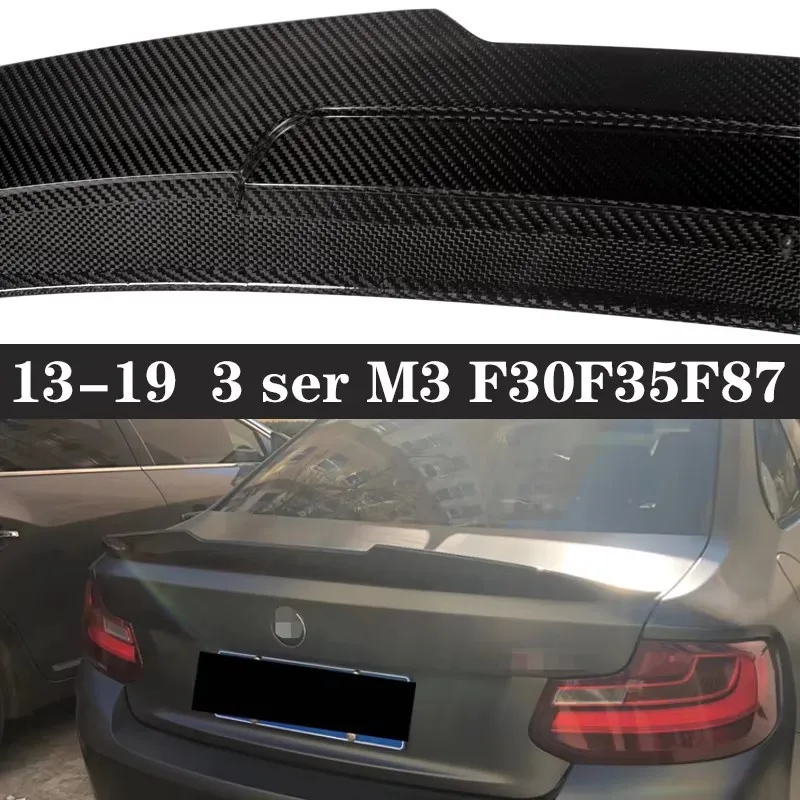 For BMW 3 Series M3 F30 F35 F80 Dry Carbon Fiber Spoiler Rear Tail fins Duckbill Car Wing Retrofit the rear wing Upgrade