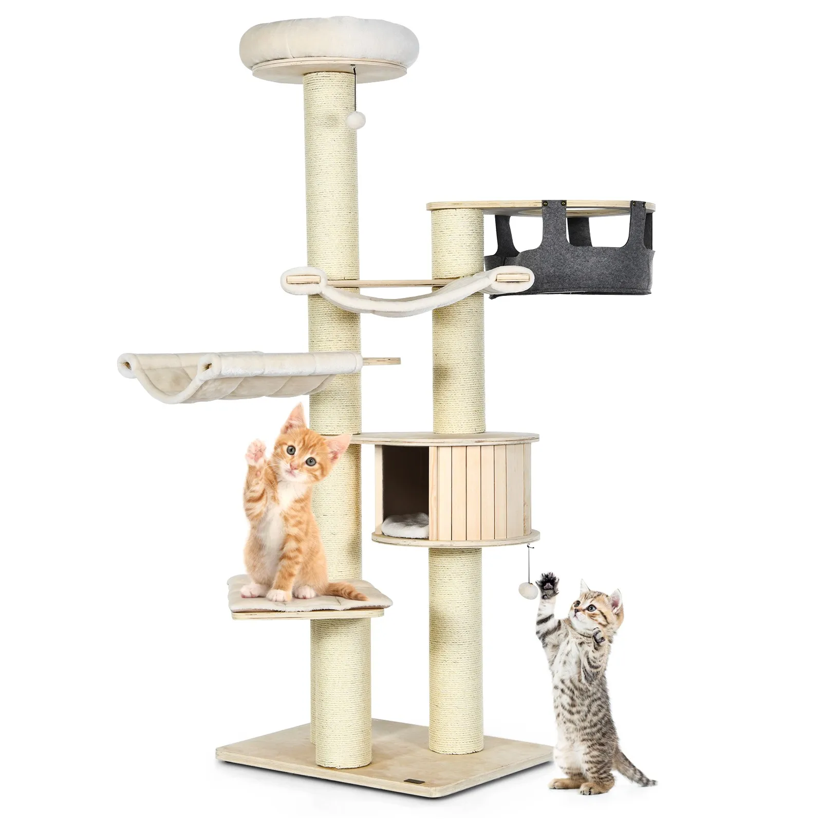 

Многоуровневая игровая башня для кошек Cat Tree Condo 77,5 дюймов с сизалевыми столбиками