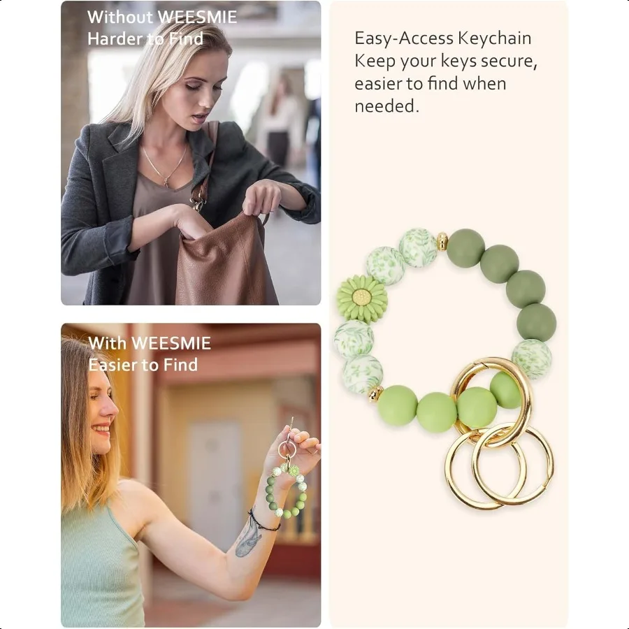 سيليكون حلقة رئيسية سوار لطيف المفاتيح السوار مع 2 حلقات المفاتيح مرونة حامل مفتاح السيارة الإسورة للنساء