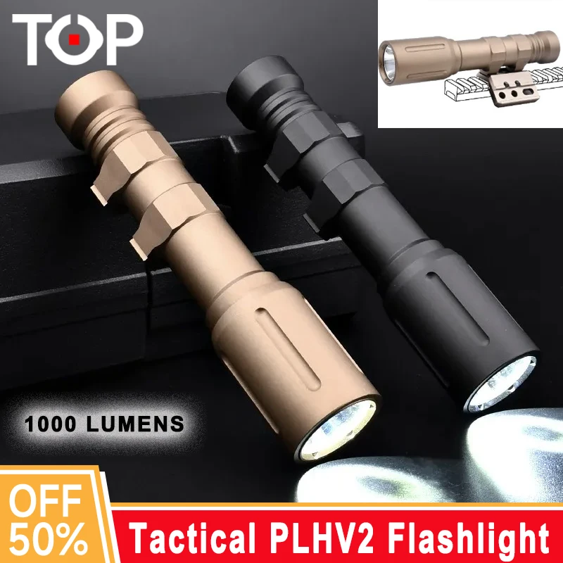 WADSN Tactical PLHV2 Flashlight Powerful LED Scout Light 1000/1300 Lumens Airsoft Accessories PLH Metal Hunting Weapon Light