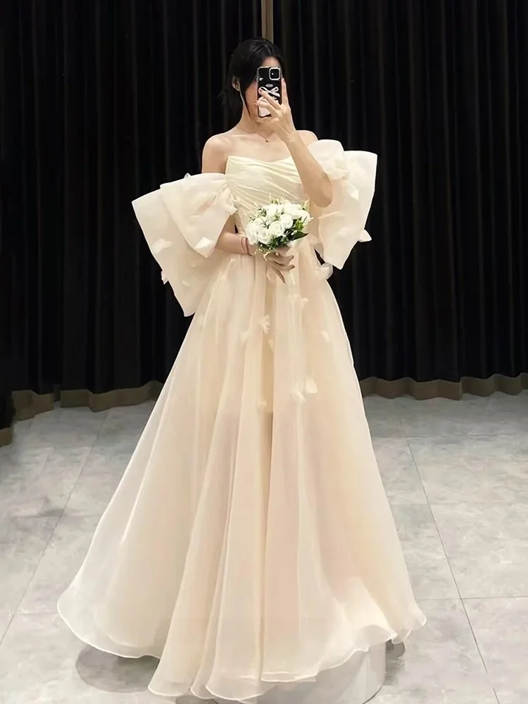 

Элегантное свадебное платье 2025 года: новая модель класса люкс с красивой вышивкой, корейский стиль, длинное вечернее платье