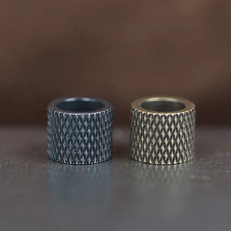 Knurling Cylinder Brass Knife Beads EDC DIY Paracord Woven Bracelets Lanyard Pendants Accessories Outdoor Tool Hangings Charms