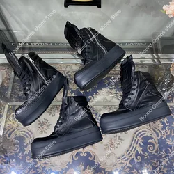 Ro High Top Casual Shoes Men Jumbo Lace Genuine Leather Black Geobasket Thick Sole Heightening Luxury Sneakers Women Ankle boots