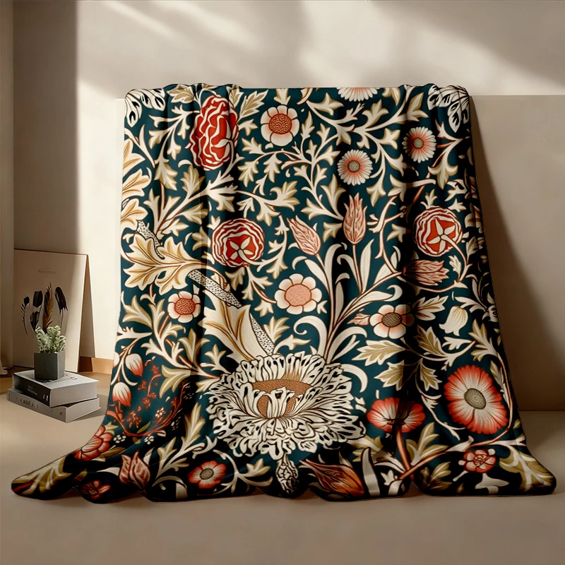 William Morris Cozy Blanket Vintage Floral Botanical Warm Blanket