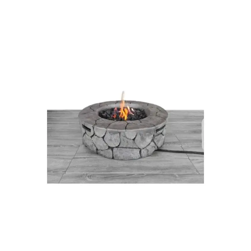 

Outdoor Fire Pit, 9 in H x 28 in W, Fiber Reinforced Concrete, Stone Gray Finish. Perfect for Patios and Backyards!