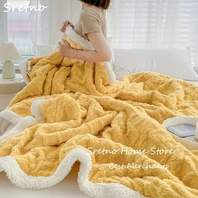 Plaid Throw Blanket Thick Blankets for Beds 150x200 Winter Warm Flurry Stich Nap Sofa Cover Fleece Home Textile Gar