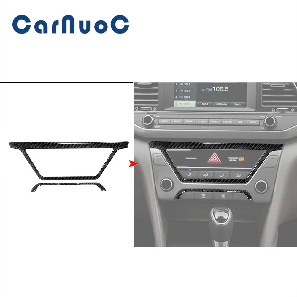 

Carbon Fibre Sticker For Hyundai Elantra 2016 2017 2018 Center Button Panel Frame Decorative Cover Trim Car Interior Accessories