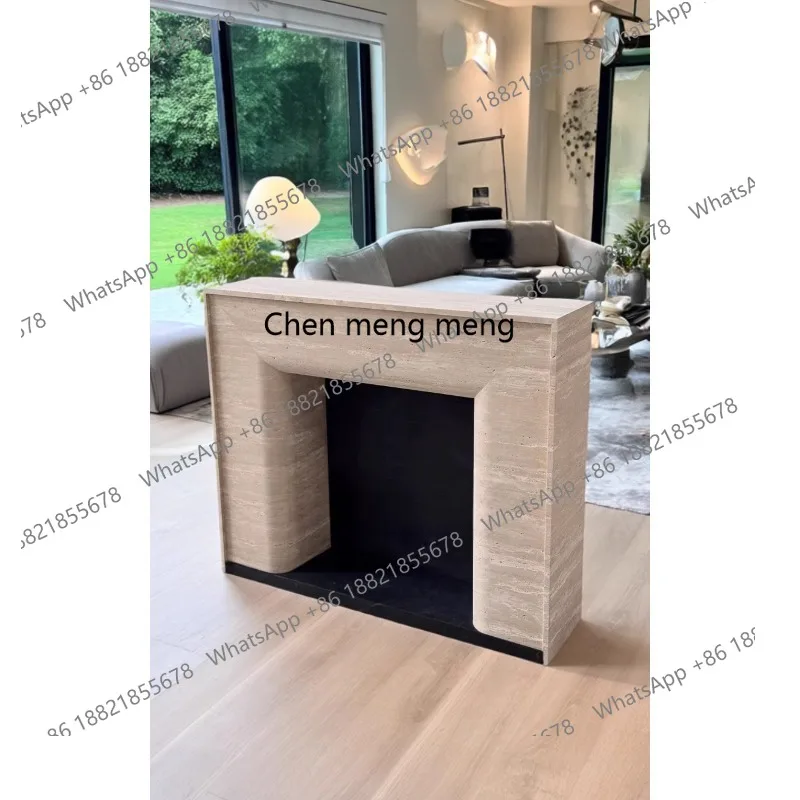 Natural travertine high-end French fireplace marble fireplace custom designer retro