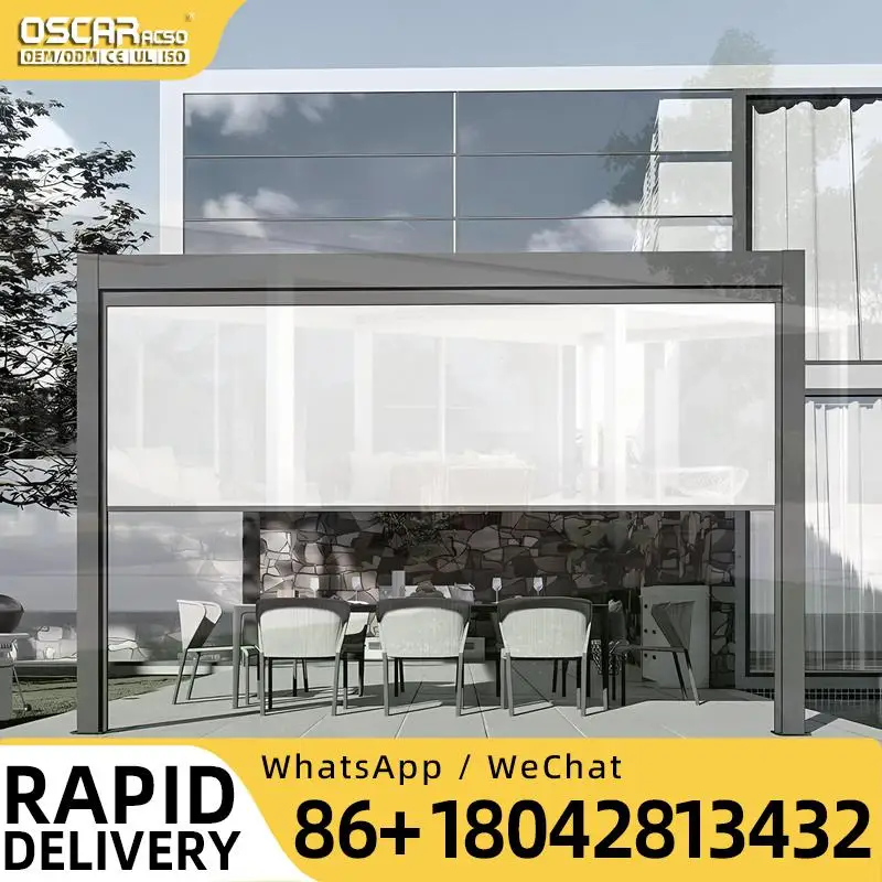 

Outdoor Automatic Retractable Sliding Folding Waterproof Aluminum Patio Cover for Garden Balcony Terrace Louver Pergola