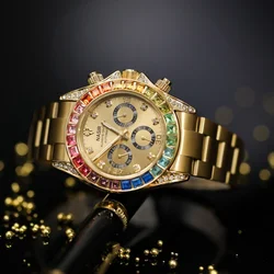 Golden Business Watch Men's Round Fully Automatic Mechanical Brand Authentic Casual Fashion Stainless Steel Strap Autumn/Winter