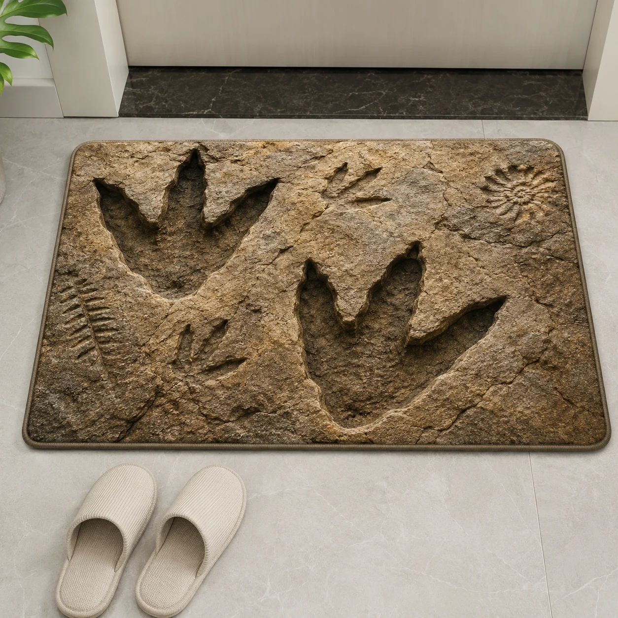 

Optical Illusion 3D Dinosaur Footprint Rug Prehistoric track Dinosaur Theme Bath Mat for Indoor Ooutdoor Modern Door Decor Rugs
