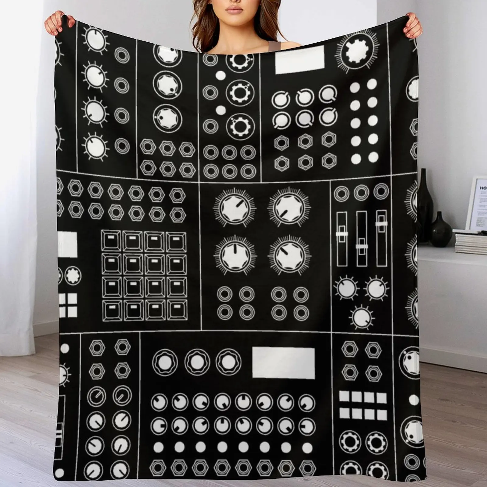 

Modular Synthesizer White Throw Blanket Sofa Throw Decorative Sofa christmas gifts Softest Blankets