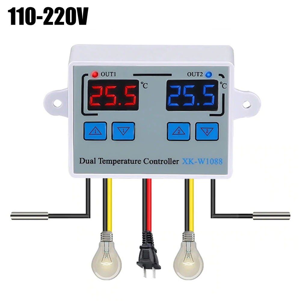 듀얼 릴레이 출력 디지털 온도조절기 온도 컨트롤러, XKW1088, 정밀한 온도 제어, 쉬운 제작