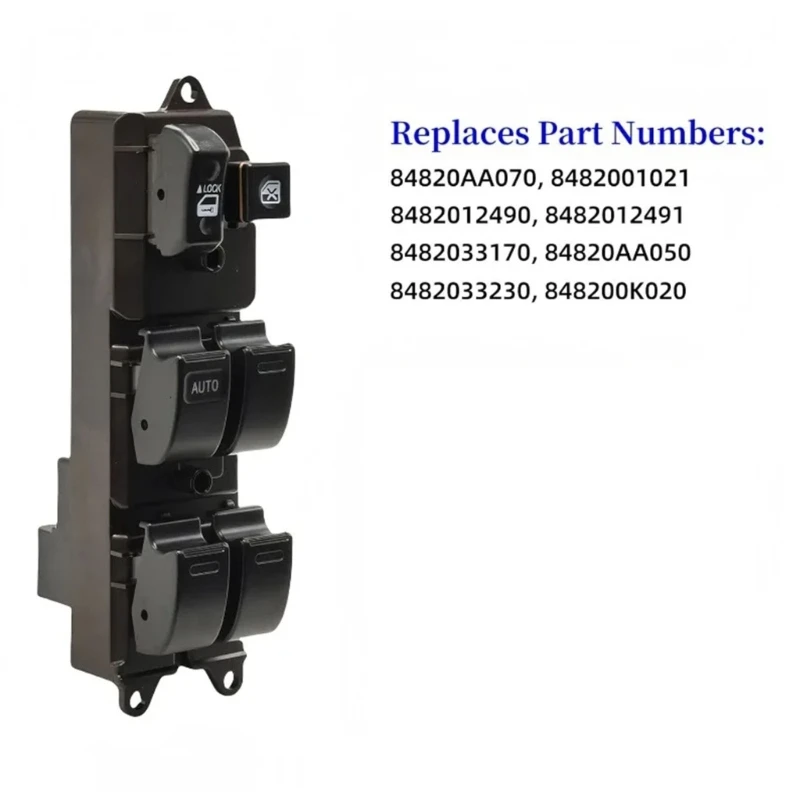 Driver Door Window Control Button Replacement Assembly for Left Door Repair, Black Plastic Housing, Part Number Reference X37F