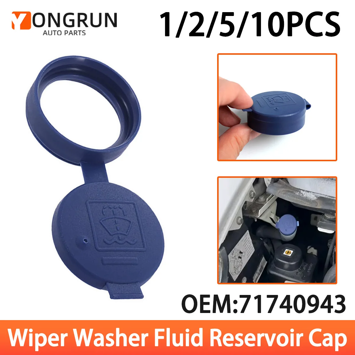 

YONGRUN 1/2/5/10PCS Reservoir Cap 71740943 Is Suitable For Fiat 500 Alfa Romeo Abarth 500 Car Windshield Washer Cap Auto Parts