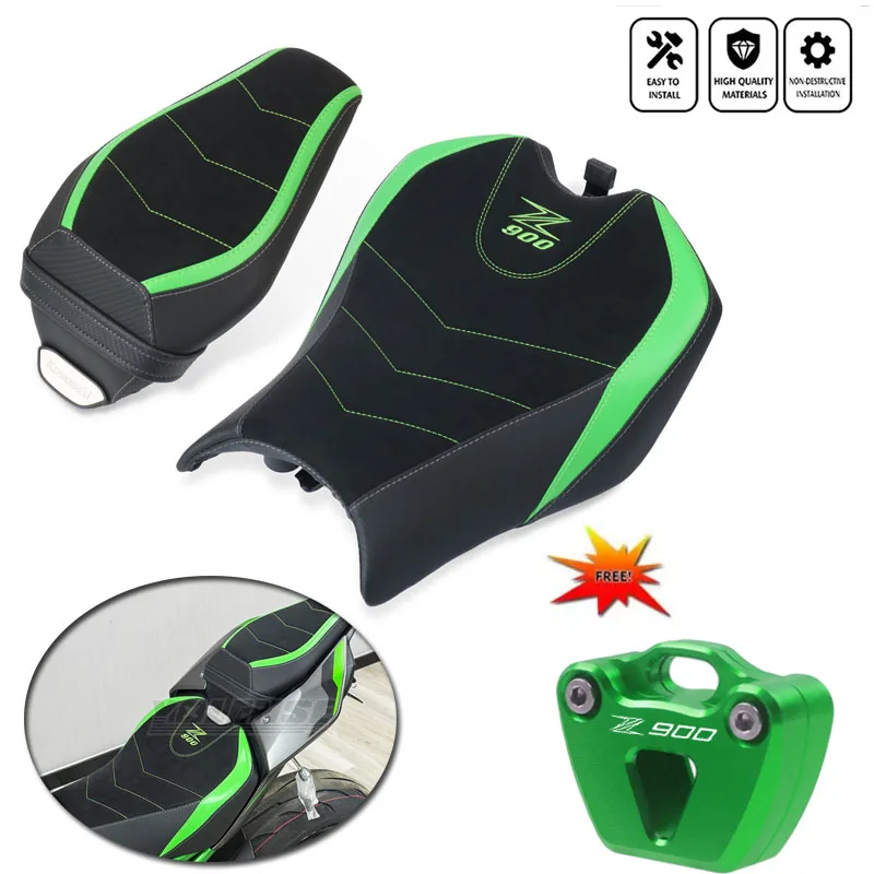 

Motorcycle Seat Pad Leather Pillow Cover Front Driver & Rear Passenger Cowl Pillion Saddle Cushion Fit For Z900 Z 900 2025 2026