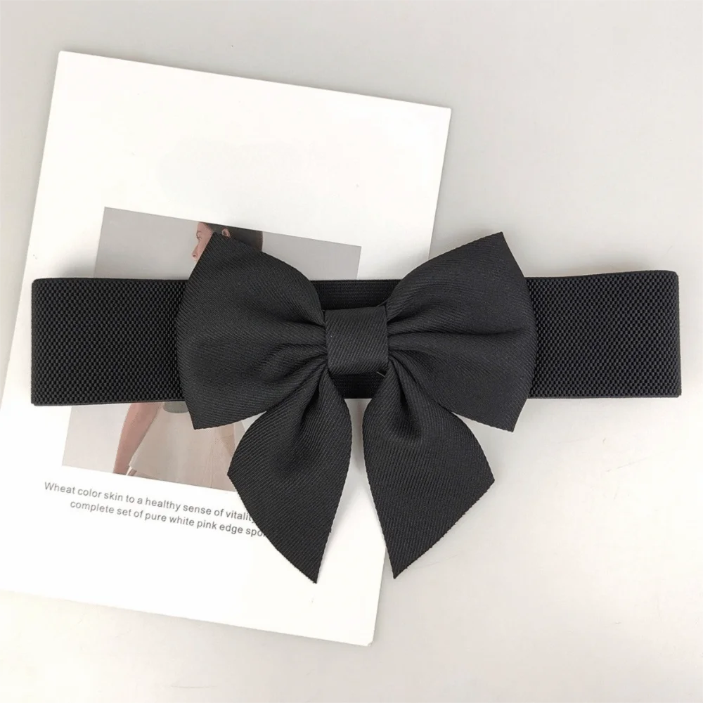 

Elegant Bowknot Waist Straps Solid Color Wide Waistband Elastic Adjustable Waist Belt For Dress Decorate Clothes Accessories