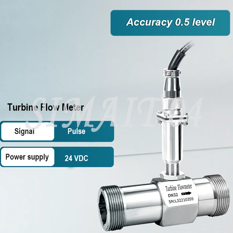 LWGY Liquid Turbine Flowmeter Tap Water Alcohol Ethanol Diesel SS304 Pipeline Flow Sensor 1 Inch