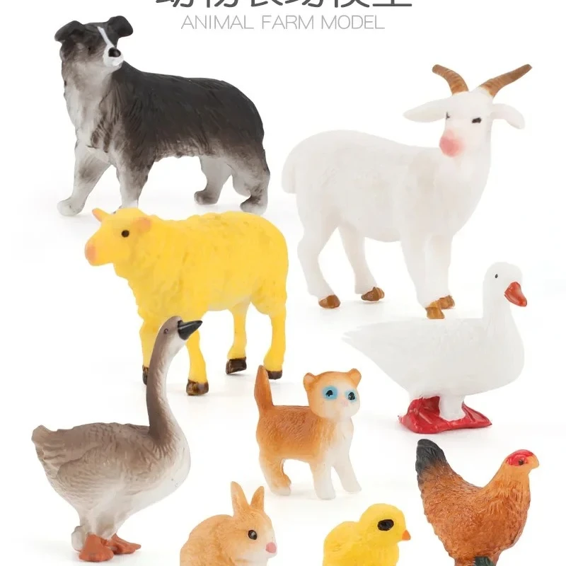 Simulation Geflügel Bauernhof Tier Action-figuren Set Frühe Bildung Spielzeug Kühe Hahn Modelle für Kinder Lehrmittel Ornament
