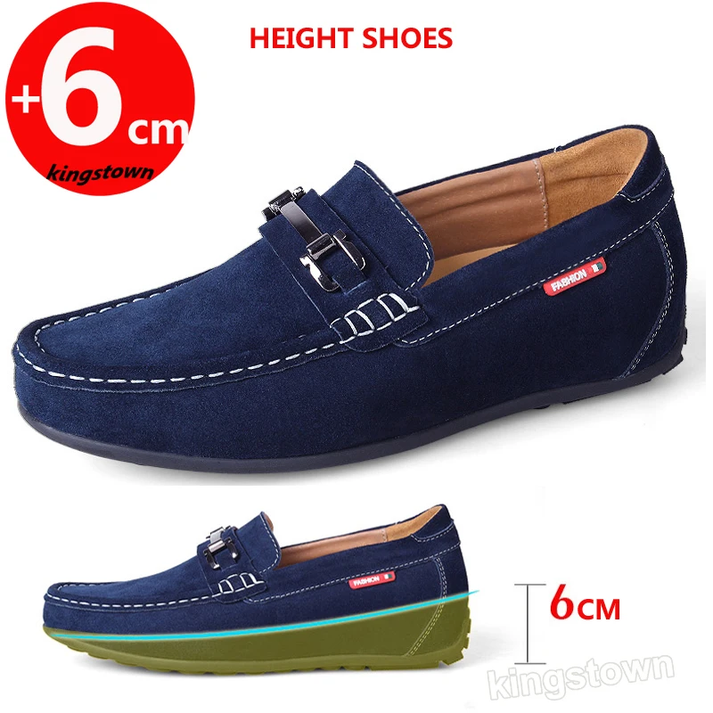 Men Lift Loafers Elevator Height Increase Shoes for Man High Insoles 6CM  Business British Style Suede Leather