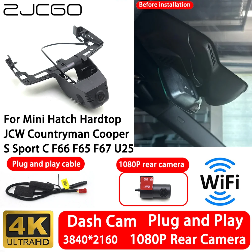 for Mini Hatch Hardtop JCW Countryman Cooper S Sport C F66 F65 F67 U25 4K Front Rear Camera Dash Cam Wifi Plug and Play