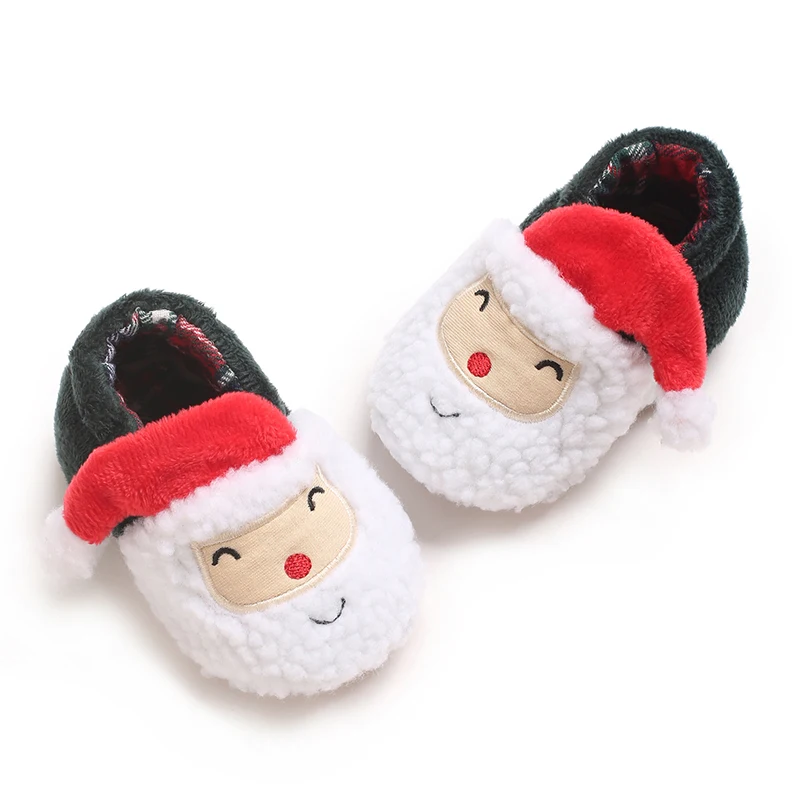 Infant Newborn Booties Santa Foot Socks Baby Christmas Boots Lovely Snowflake Santa Design Winter Warm Slippers Anti-Slip Shoes