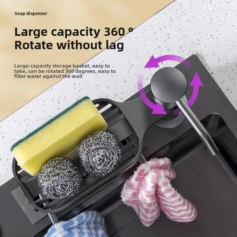 موزع صابون كونترتوب/تحت الحوض مزدوج الاستخدام مع أنبوب، منظم رف صابون الأطباق موفر للمساحة لملحقات تخزين المطبخ