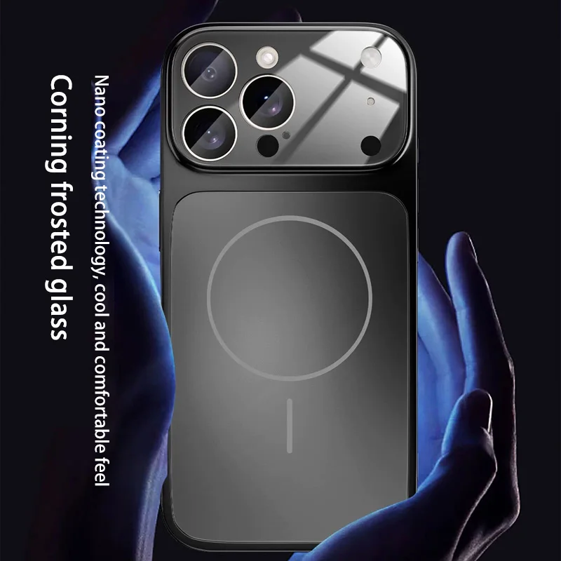 Custodia originale in vetro nano opaco per iPhone 17 17Air 17Pro 17Max magnetica per custodia per telefono anti-goccia con ricarica wireless Magsafe