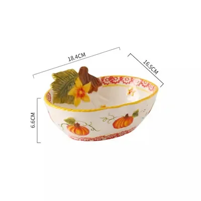 Japanese Style Underglaze Noodle Bowl Housewarming Gift Dish Set Ceramic Tableware for Household Rice Bowls Pumpkin Stewpot