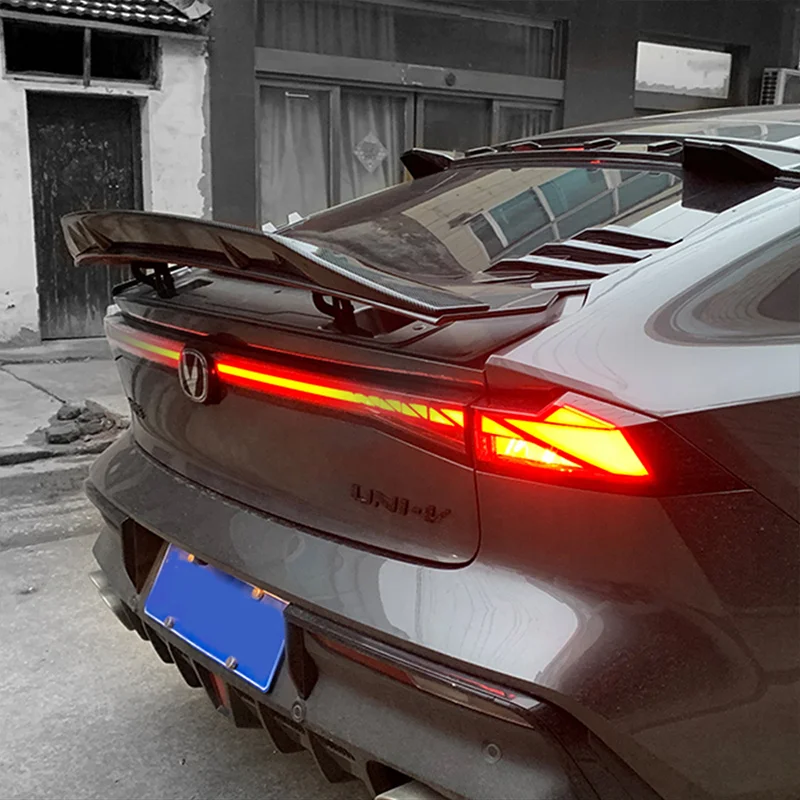 UNIV Car Spoiler For Changan UNI-V 2022 23 24 25 Rear Trunk Lid Car Spoiler Wing R Style Black Carbon Exterior Accessories
