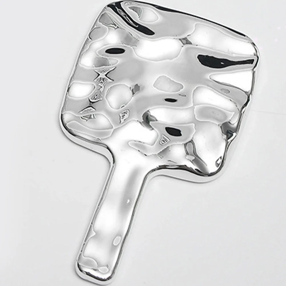 Handheld make-upspiegel met handvat Vierkant Zilver Draagbaar Compact Hd Reflecterend oppervlak voor reizen Vrouwen -Up