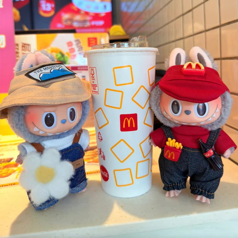 For 17cm Labubu Baby Clothing McDonald's Blind Box V1 V2 V3 Working Clothes Clothes Replacement Fashion Retro Delicate Suit Toy