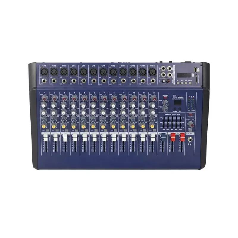 PMX1202D-USB 12-Channel Audio Mixer with Power Amplifier Built-in 16 DSP Reverb Presets