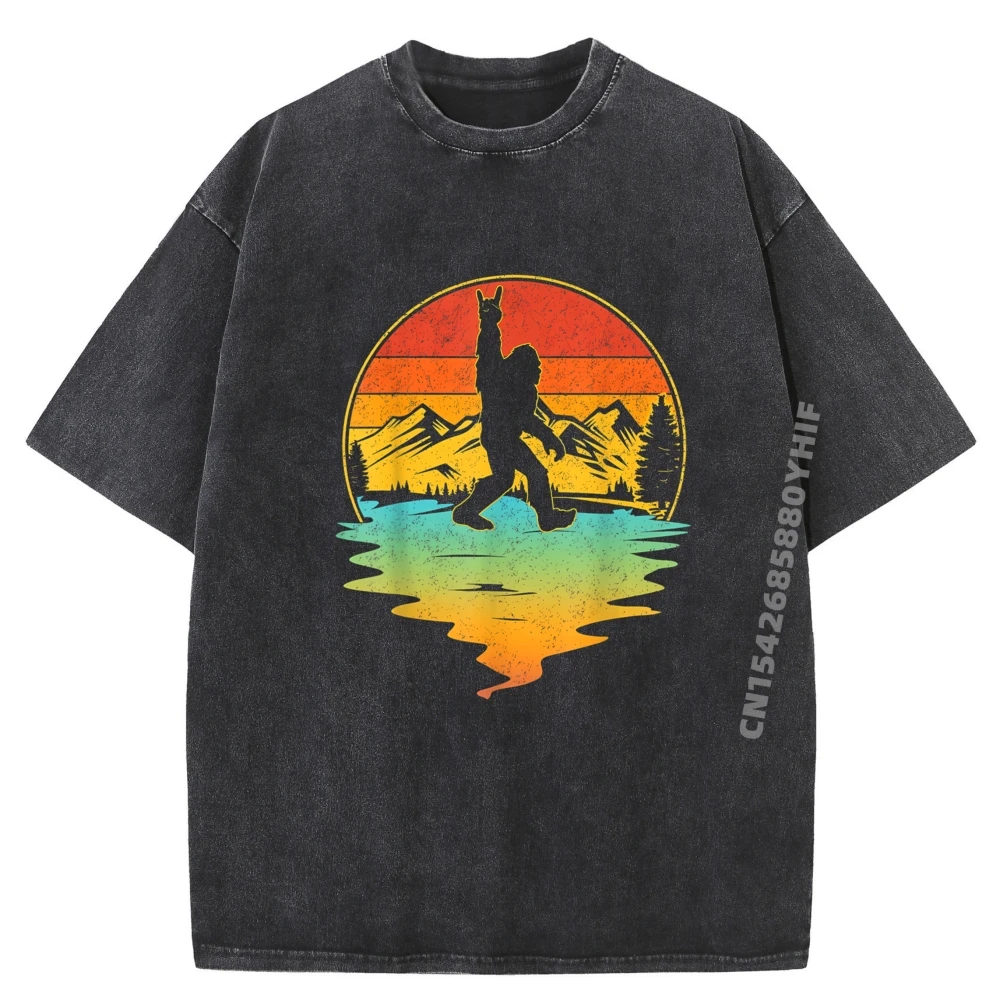 

Bigfoot Rock On Sasquatch Rock Normal Tops Graphic T Shirt Comfortable Mens T-shirt Normal Classic Washed Shirt