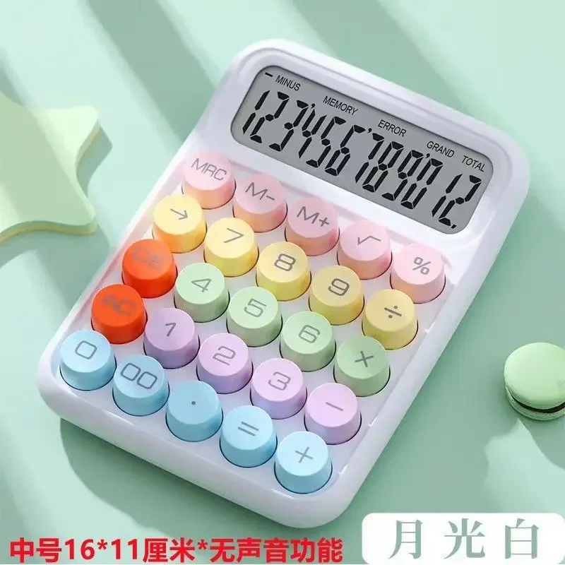 1pc Keyboard Calculator Office 12-digit Mechanical Calculator Cute Candy Color Calculator Desktop Stationery