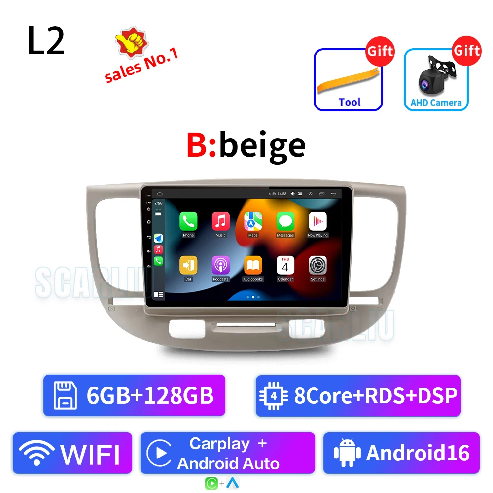 Autoradio Voor Kia RiO 2 RIO2 2005-2011 Draadloze CarPlay Android Auto Multimedia Speler Touchscreen GPS navigatie Geen 2din DVD