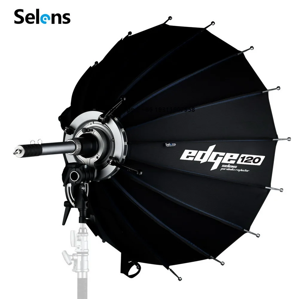 

Selens SER120 Edge Parabolic Reflector Softbox 120cm Parabolic Black Reflective Umbrella Studio Light Umbrella with Cover Cloth