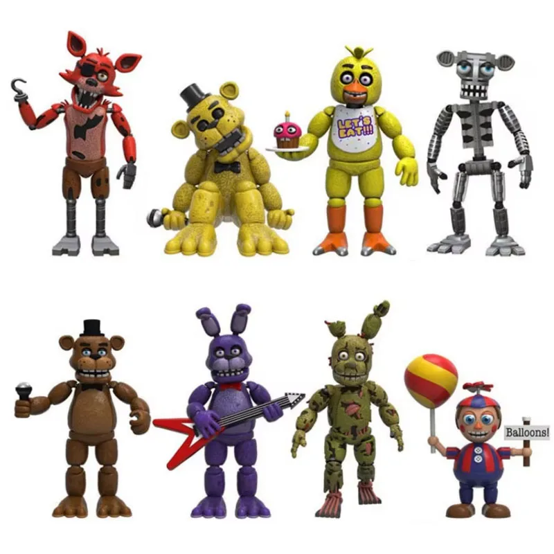 FNAF 4pcs/set Freddy Bonnie Chica Foxy Nightmare Balloon Boy Action Figure Collection Model Vinyl Figurine Doll Toys