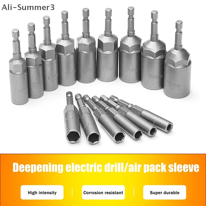 5.5-19mm Electric Nut Driver Drill Bit Set Impact Socket Adapter Hexagonal Screwdriver Bit Nut Wrench Power Tool Accessories