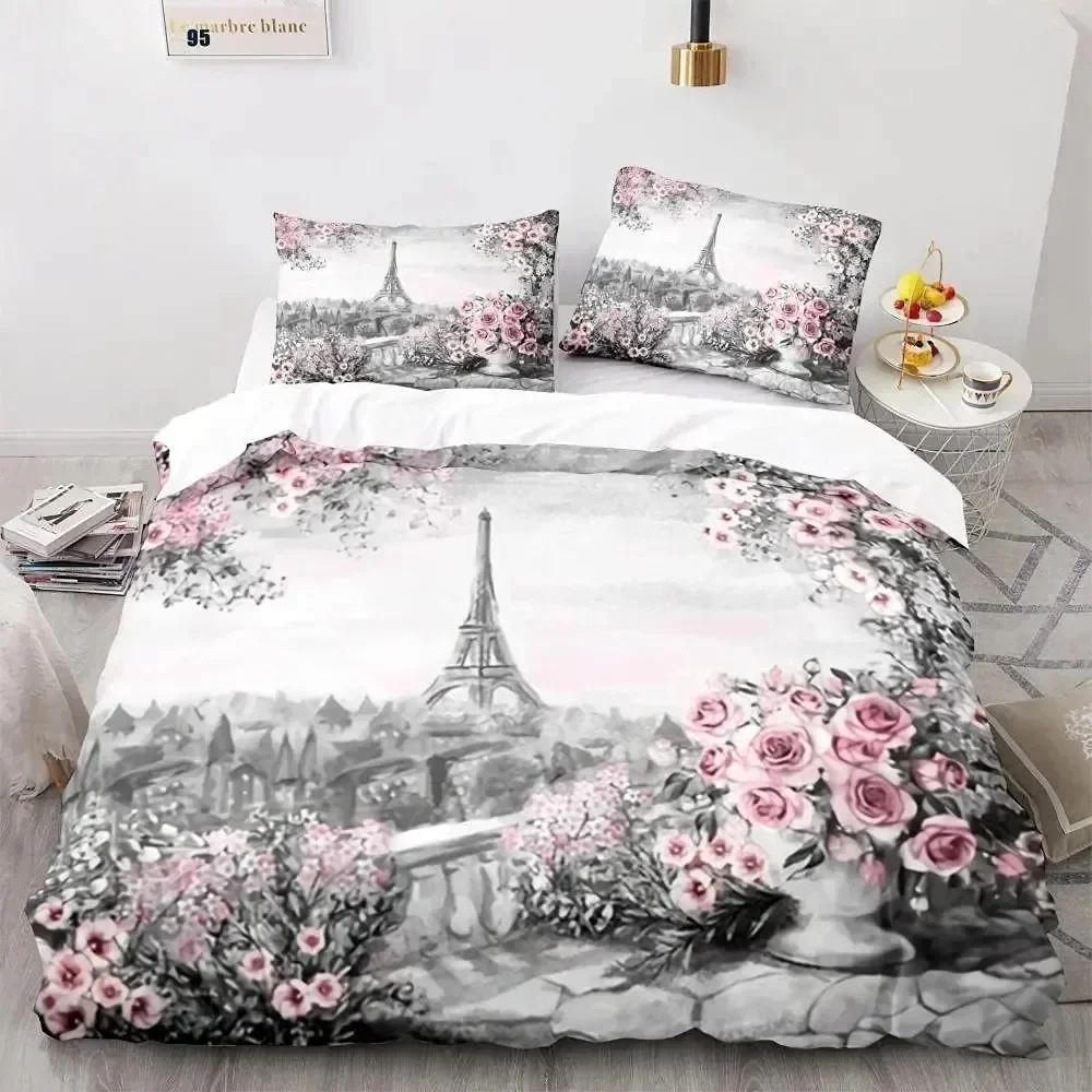 

Luxury New 3D Print Eiffel Tower Bedding Set Single Twin Double Queen King Cal King Size Bed Linen Set