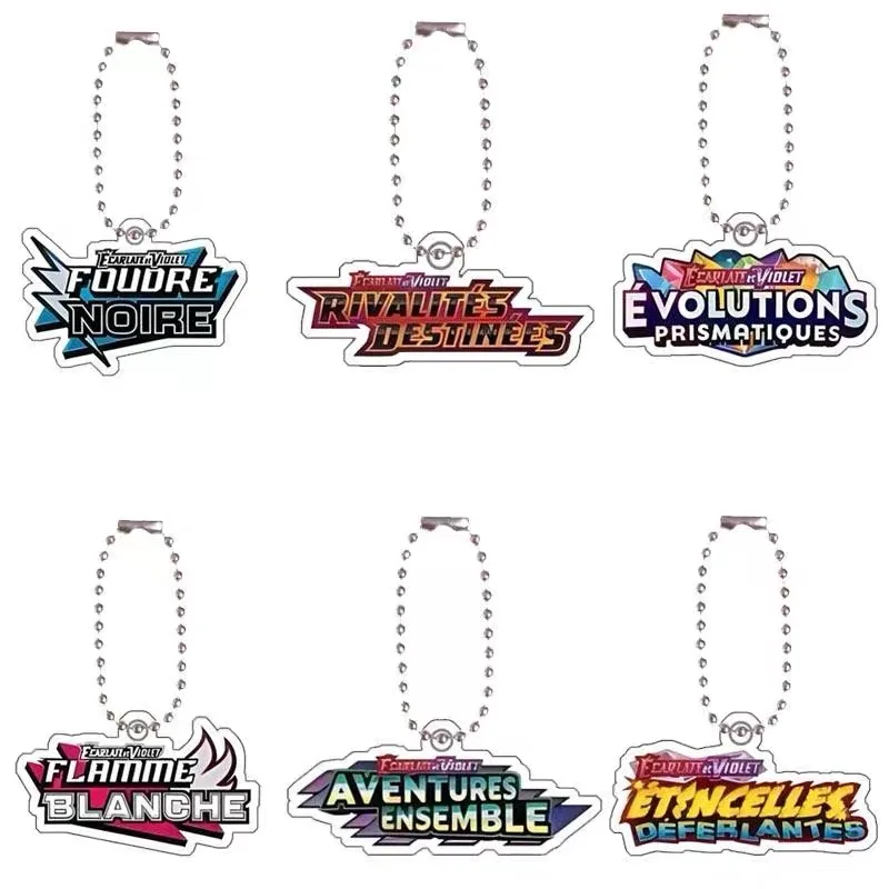 

Anime New Pocket Monster Ptcg Mega Evolution Series Acrylic Keychain Diy Fashion Boys Game Collection Card Keyring Charm Gifts