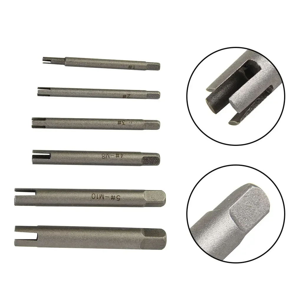 6pcs Remove Stripped Damaged Screw Tap Extractor Broken Head Screw Removal Tool, M5, M6, M8, M10, Alloy Steel Extractor