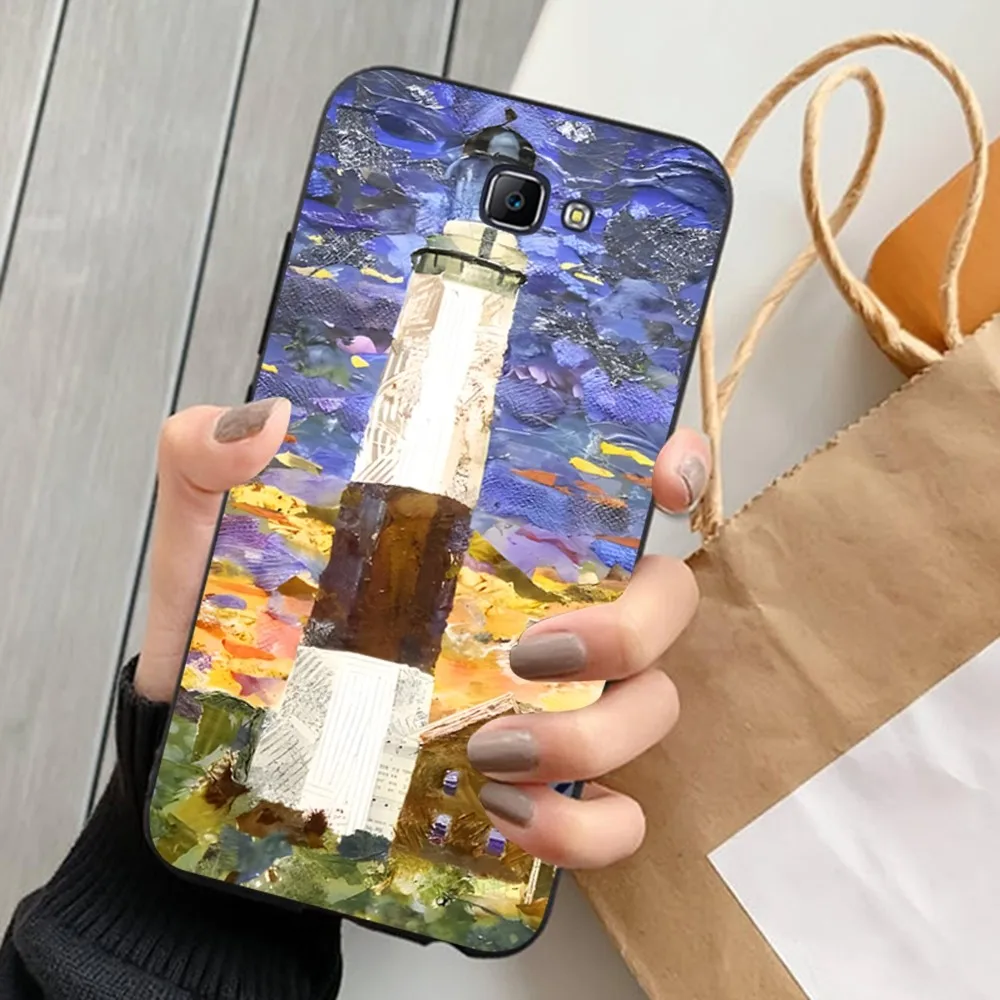 Hand Painted Lighthouse Phone Case For Samsung J 7 plus 7core J7 neo J6 plus prime J6 J4 J5 Mobile Cover