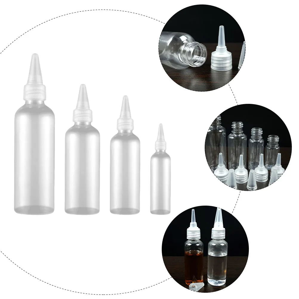 

20pcs Squeeze Bottle Plastic Clear Pointed Mouth Liquid Container For Travel Home Use Refillable Bottles Anti-Leak