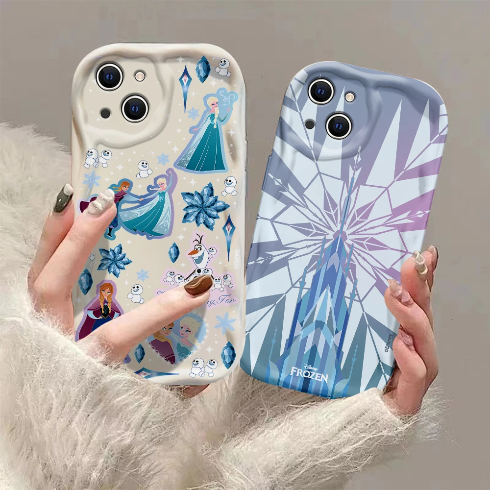 Elsa Anna Frozen Olaf 3D Wave Case For iPhone 15 14 13 12 11 Pro Max Mini X XR XSMAX 8 7 6S Plus Soft Silicone Cover