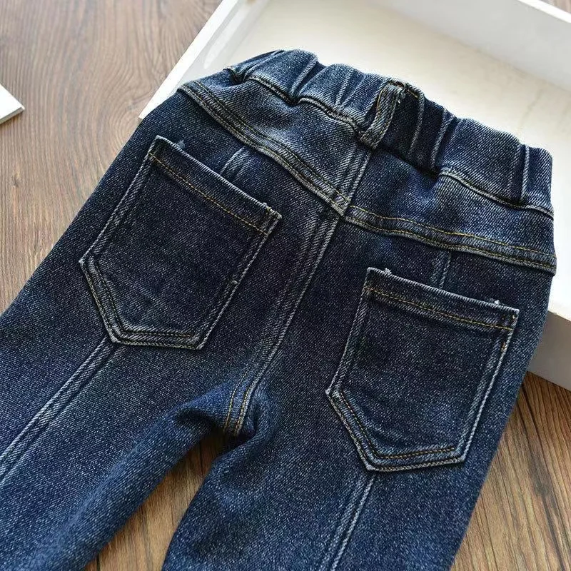 Velvet Winter Warm Pants Jeans For Girls Boys Fall Trousers Denim Pants Teenagers Kids Children\'s Clothing Boy Jeans