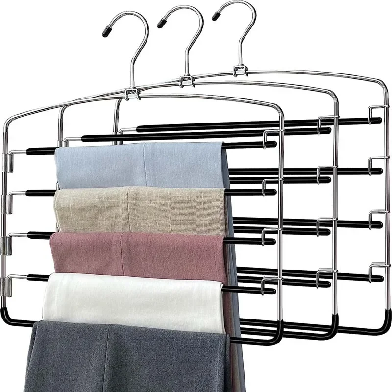 

Multi-Layer Stainless Steels Movable Hangers Shelves Organizer Space Saver Closet Hanger Rack Pant Clothes Function Hanger Bra