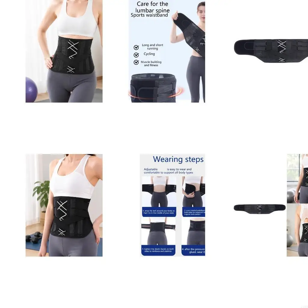 Sports Waist Support Belt Sash with 5 Internal Flexible Stays, Open-Weave Construction, and Adjustable Side Fasteners 24BD