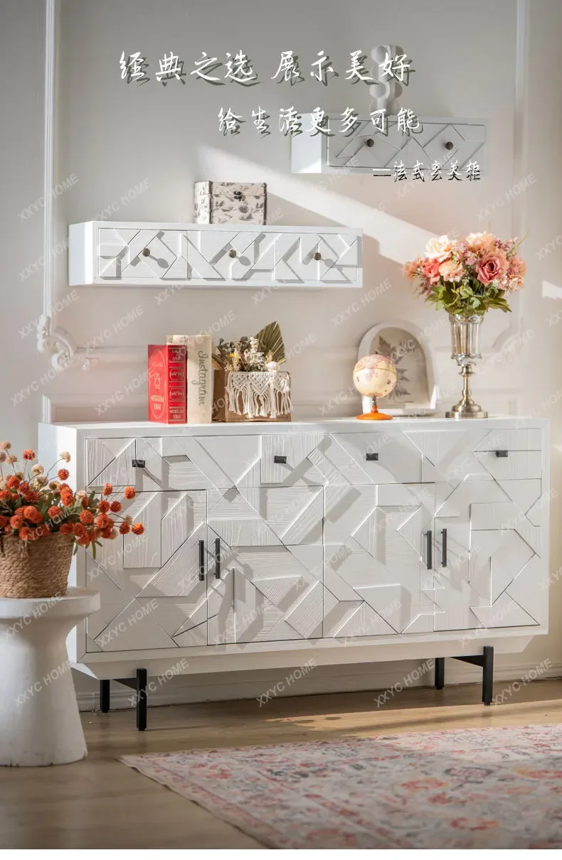 entrance cabinet, entrance corridor, aisle, white decorative cabinet, high-end creative storage cabinet