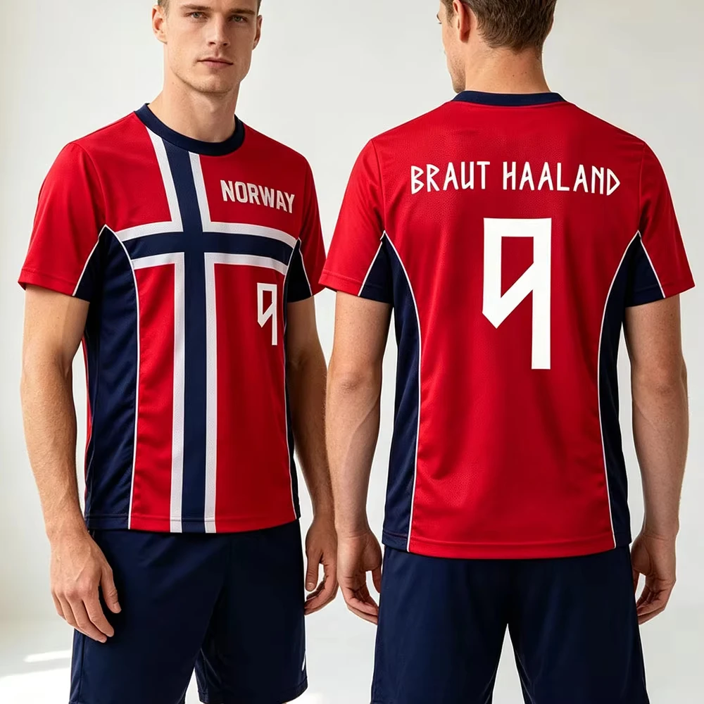 Norway Haaland #9 Soccer Football Top Men T Shirt Women Tee Boys Top Children Parent Child Quick dry short sleeves kids Tshirt